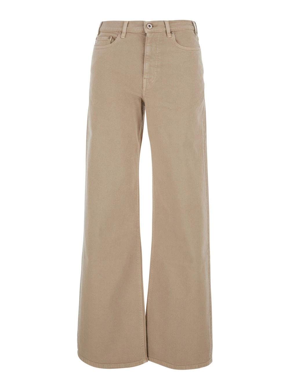 Ag jeans Jeans con patch logo sul retro e gamba ampia in denim beige donna
