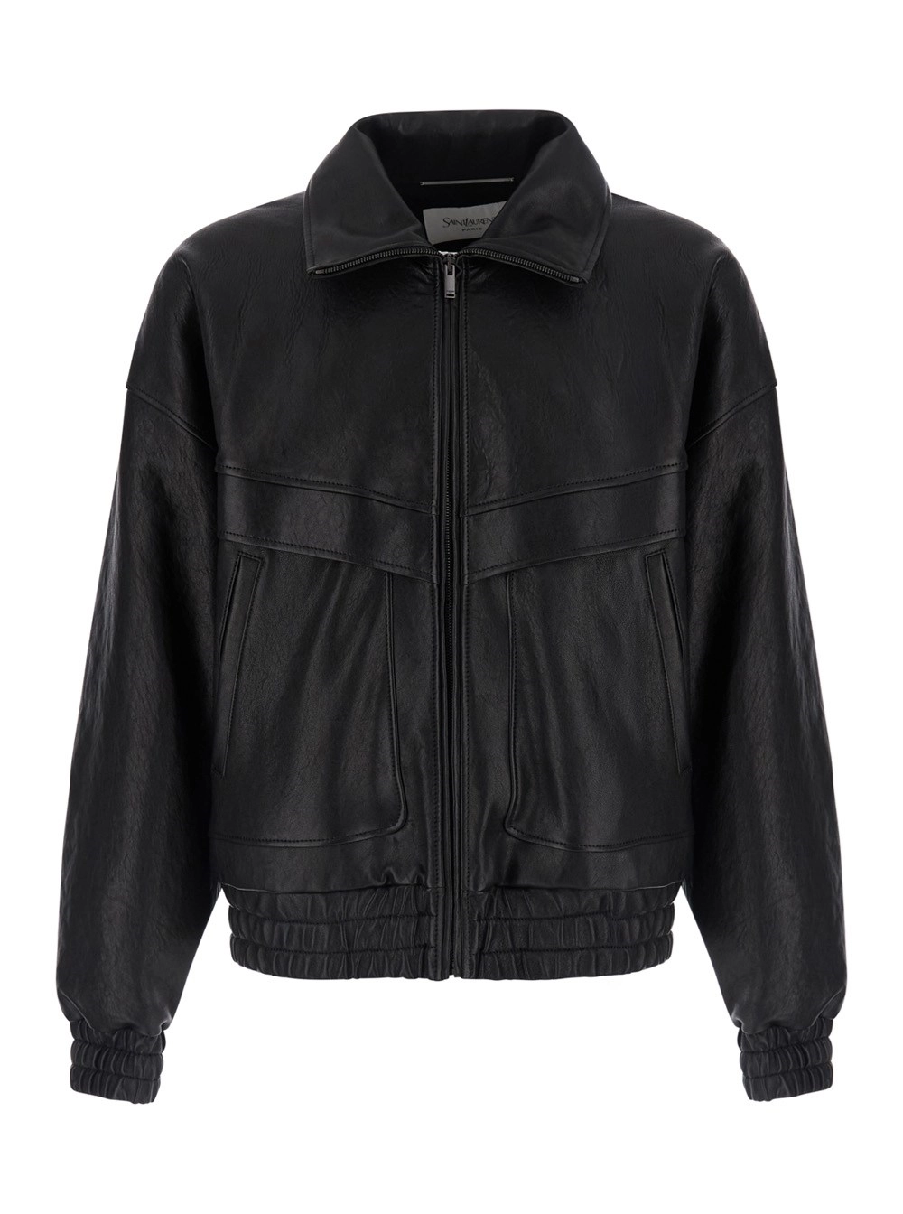 Saint Laurent Giubbotto con colletto classico e chiusura con zip sul fronte in pelle nero uomo
