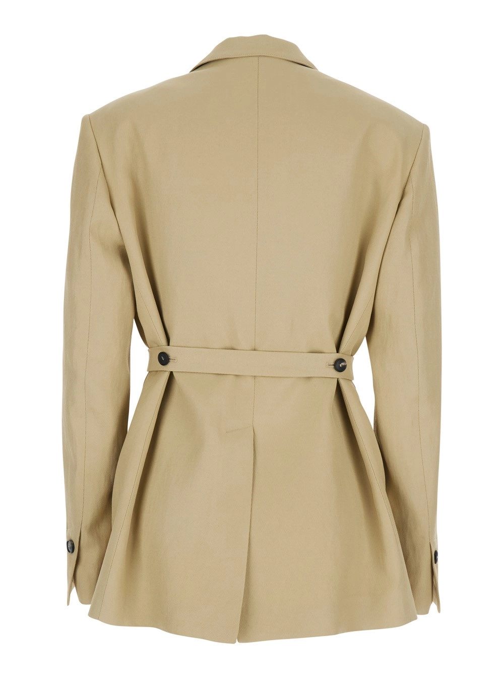 Tela Giacca doppiopetto con revers a lancia in tessuto tecnico beige donna, view 2