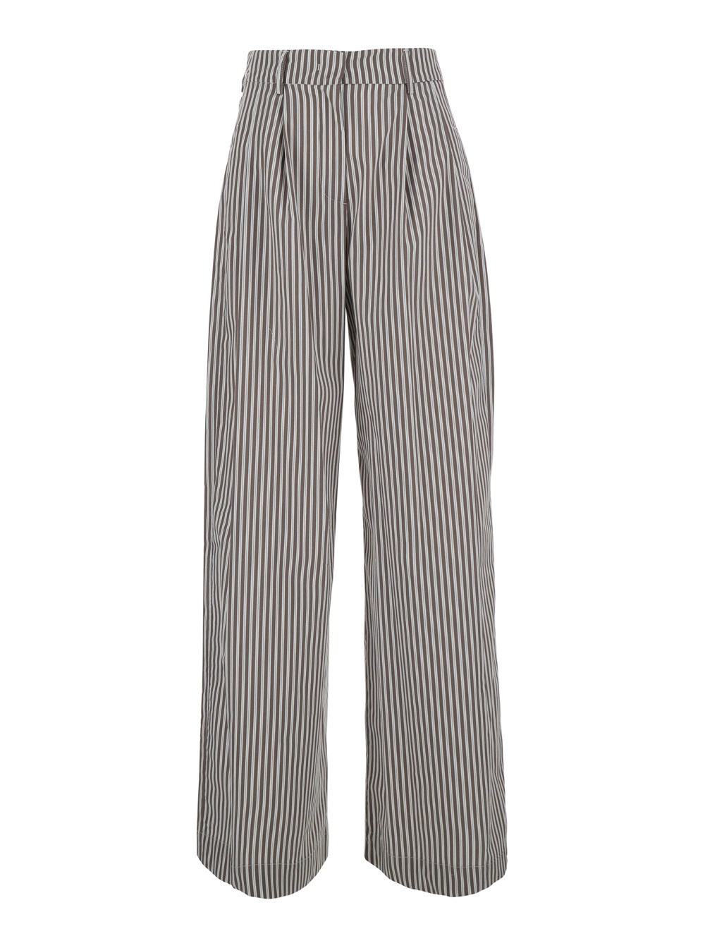 Leplain Pantaloni con motivo arighe all-over in Tessuto Marroni donna