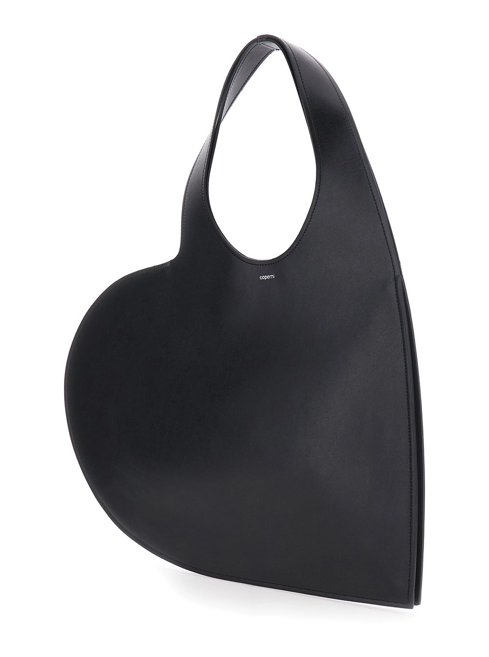 Coperni Borsa a Spalla 'Double Heart' con Manico Cut-Out e Silhouette a Cuore in Pelle Scamosciata Nera Donna, view 2
