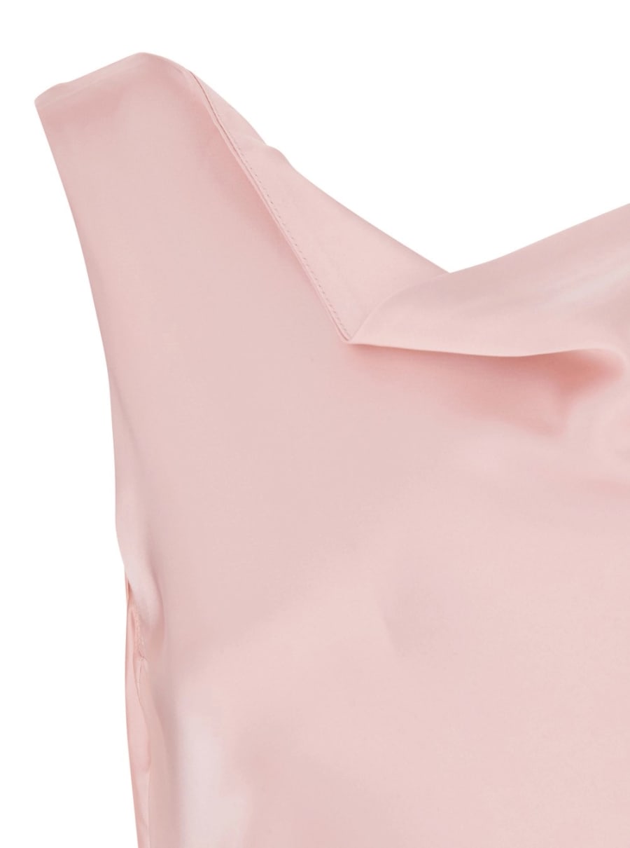 Norma kamali Abito Lungo Smanicato con Scollo sul Retro in Tessuto Tecnico Rosa Donna, view 3