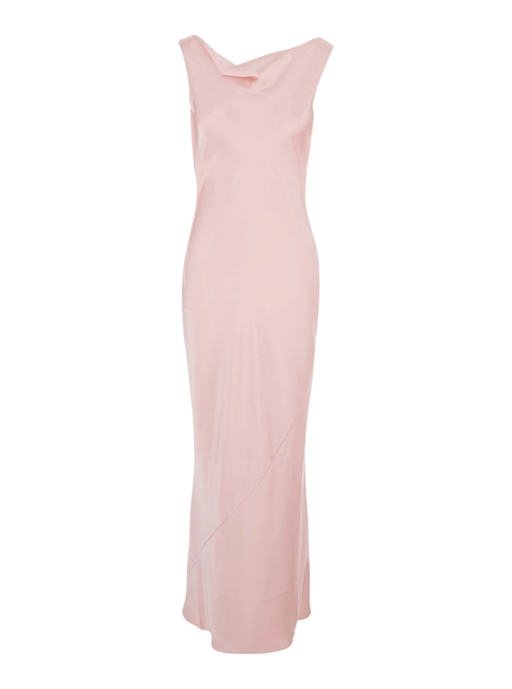 Norma kamali Abito Lungo Smanicato con Scollo sul Retro in Tessuto Tecnico Rosa Donna