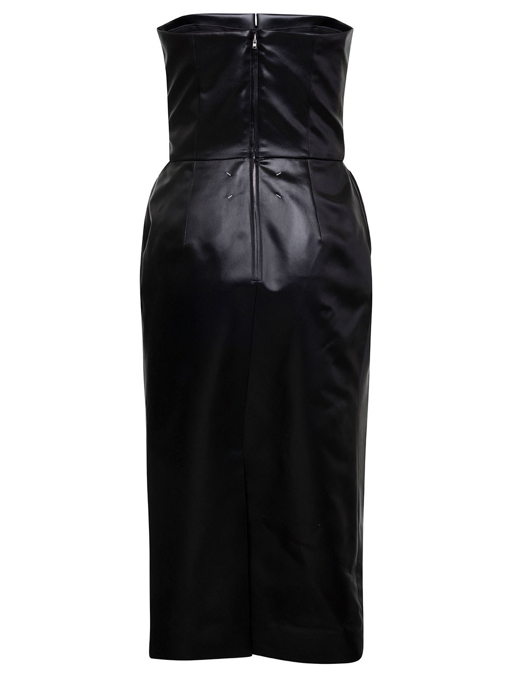 Maison Margiela Abito Midi Bustier Senza Spalline Nero in Misto Acetato Donna, view 2