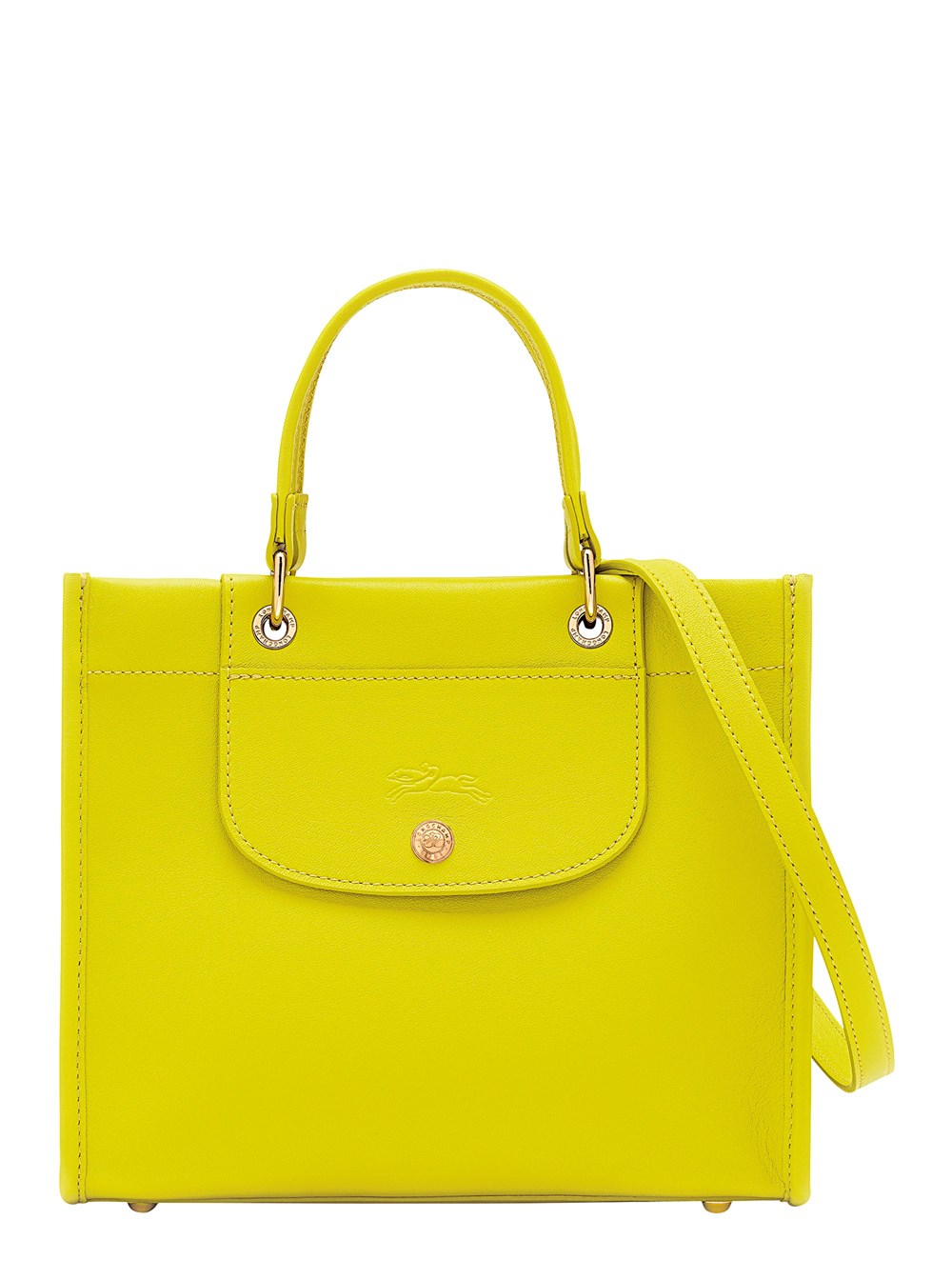 Longchamp Borsa a Mano con Logo Impresso sul Fronte e Tracolla Regolabile e Removibile in Pelle Verde Donna