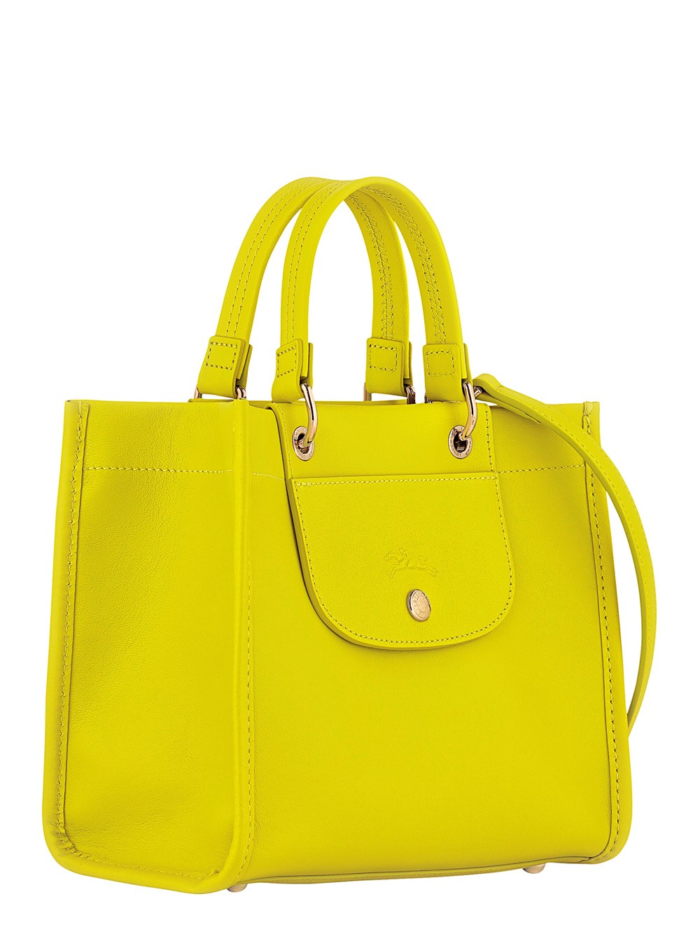 Longchamp Borsa a Mano con Logo Impresso sul Fronte e Tracolla Regolabile e Removibile in Pelle Verde Donna, view 2