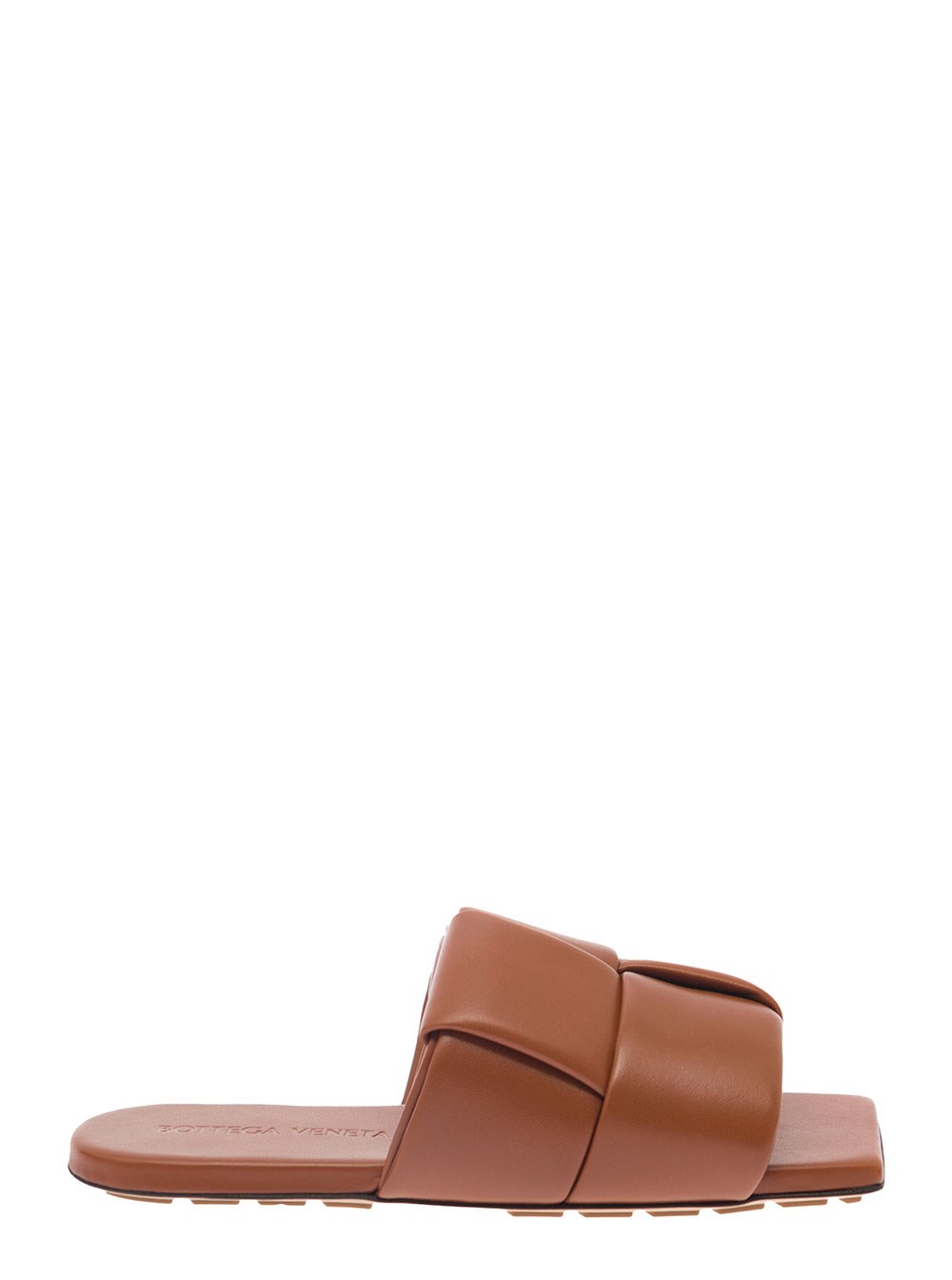 Bottega Veneta Mule Piatte con Fascia in Pelle Intrecciata Imbottita Color Marrone Donna
