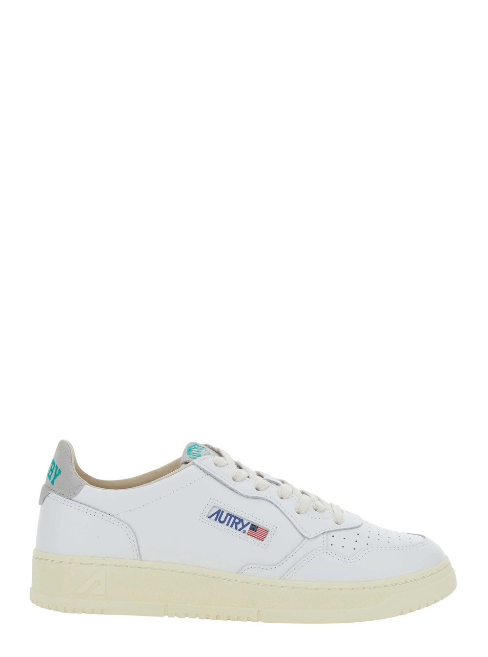 Autry Sneakers 'Medalist Low' con Talloncino a Contrasto in Pelle Bianche e Girigie Uomo