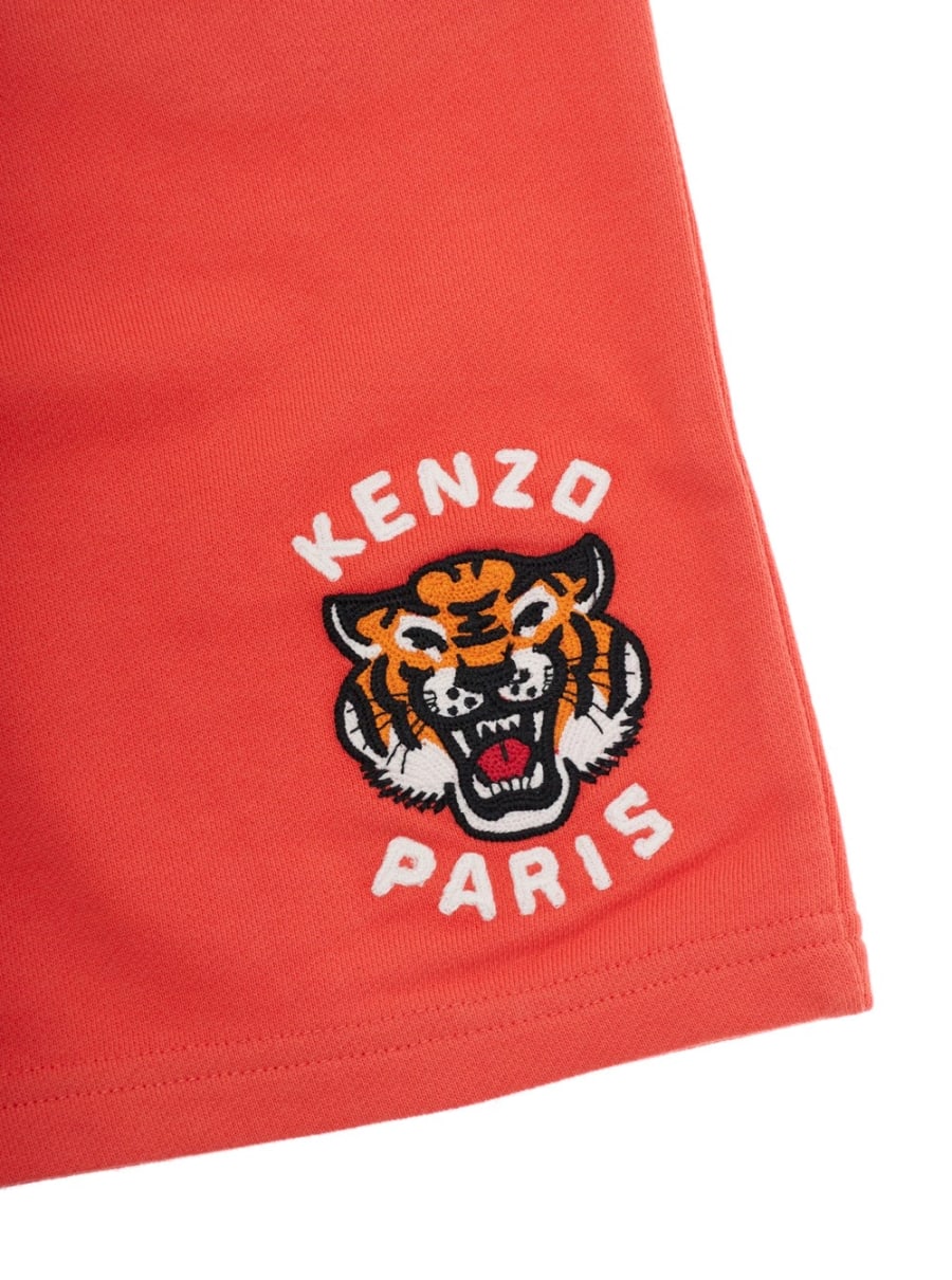 Kenzo kids Bermuda con Vita Elasticizzata e Logo sul Fronte in Cotone Rossi Bambino, view 3