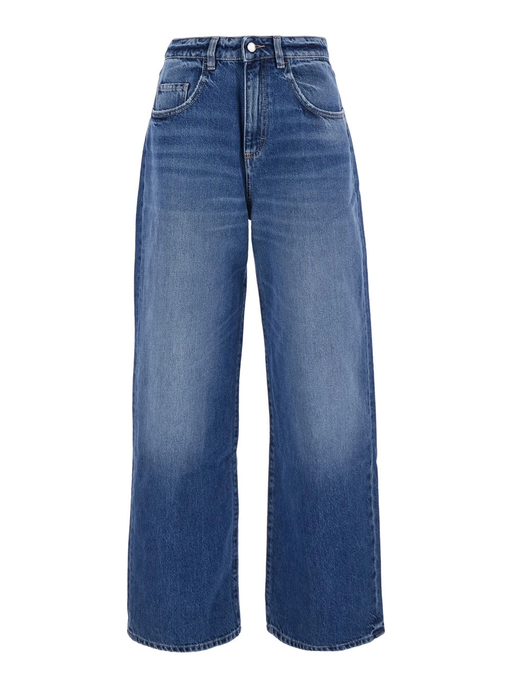 Icon denim Jeans 'Poppy' con patch logo sul retro e gamba ampia in denim blu donna
