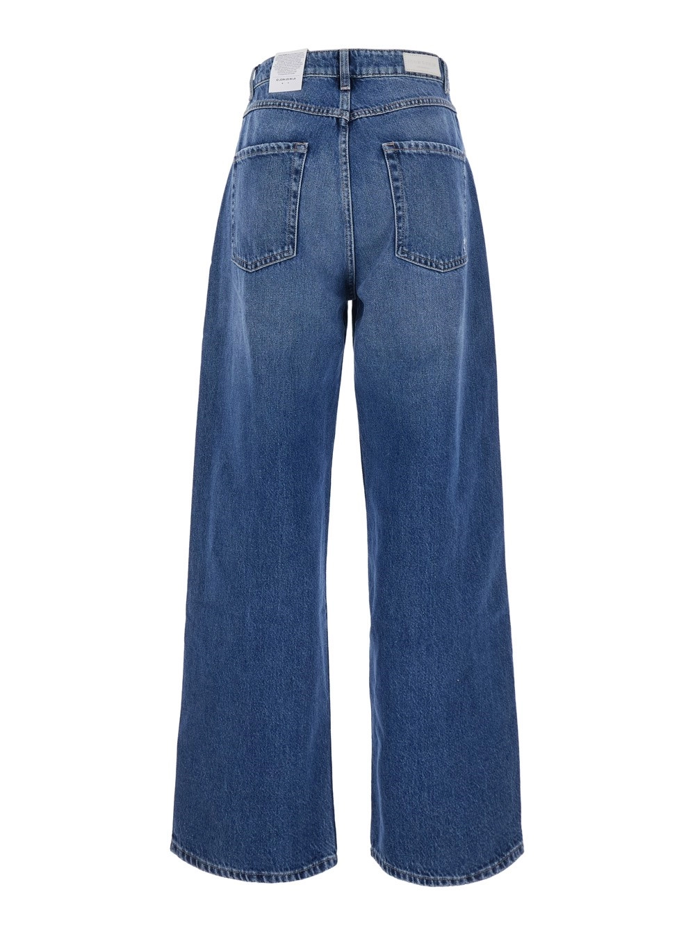 Icon denim Jeans 'Poppy' con patch logo sul retro e gamba ampia in denim blu donna, view 2