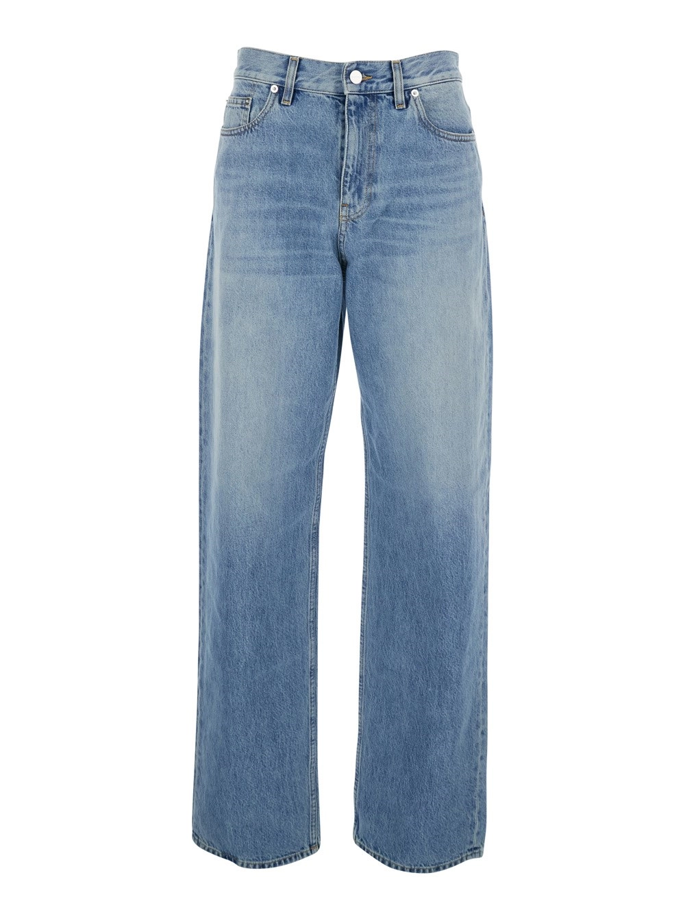 Gucci Jeans a Cinque Tasche con Patch Logo sul Retro in Denim Blu Donna