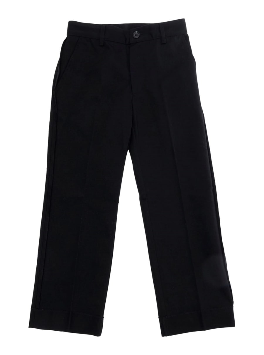 Mm6 maison margiela kids Pantaloni con passanti per cintura e patch logo sul retro in misto cotone neri bambino