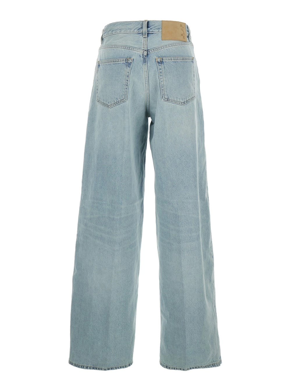 Haikure Jeans Azzurri con Passanti per Cintura e Patch Logo sul Retro in Denim Donna, view 2