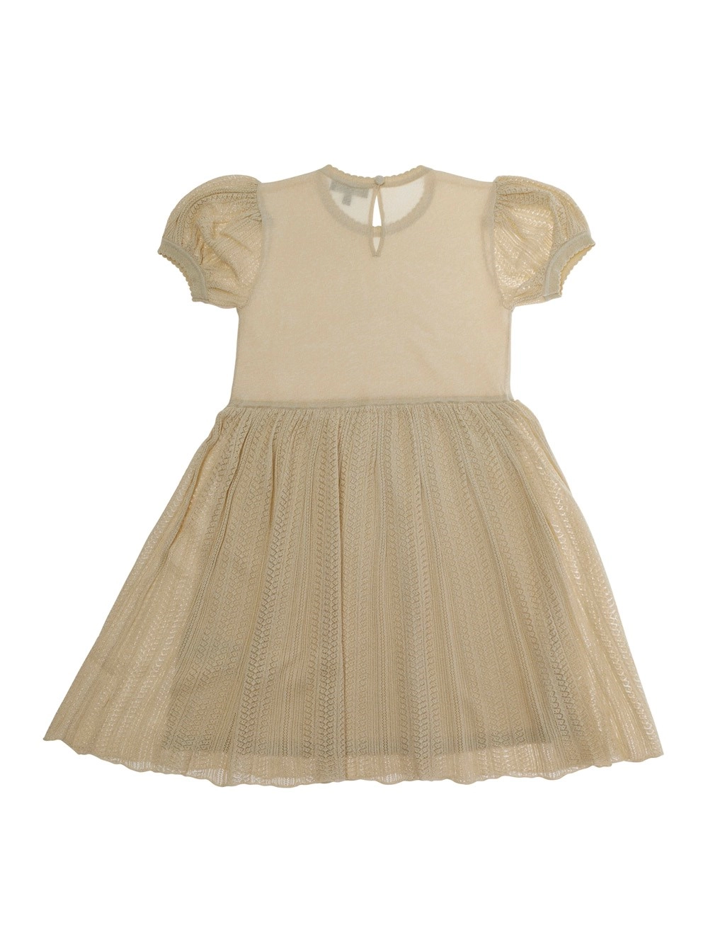 Emporio armani kids Abito con Scollo Rotondo e Gonna Svasata in Tessuto Beige Bambina, view 2