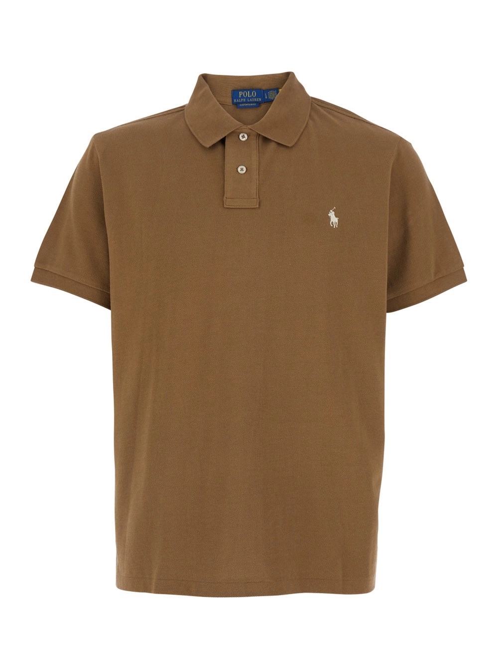 Polo Ralph Lauren Polo 'Slim Fit' con chiusura con i bottoni e logo cavallino ricamato in Cotone Marrone Uomo
