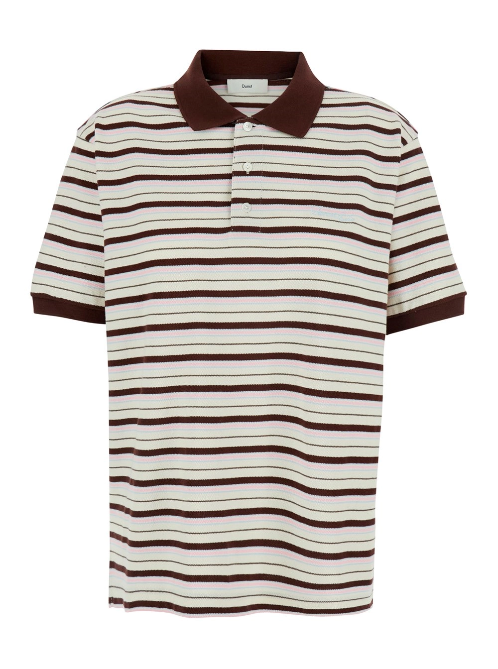 Dunst Polo con Ricamo Logo Lettering sul Fronte e Motivo a Righe All-Over in Cotone Multicolor Donna