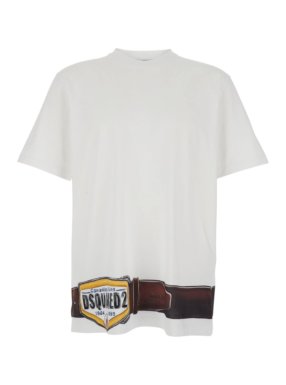 Dsquared2 T-shirt girocollo con stampa sul fronte e retro in Cotone bianca Uomo