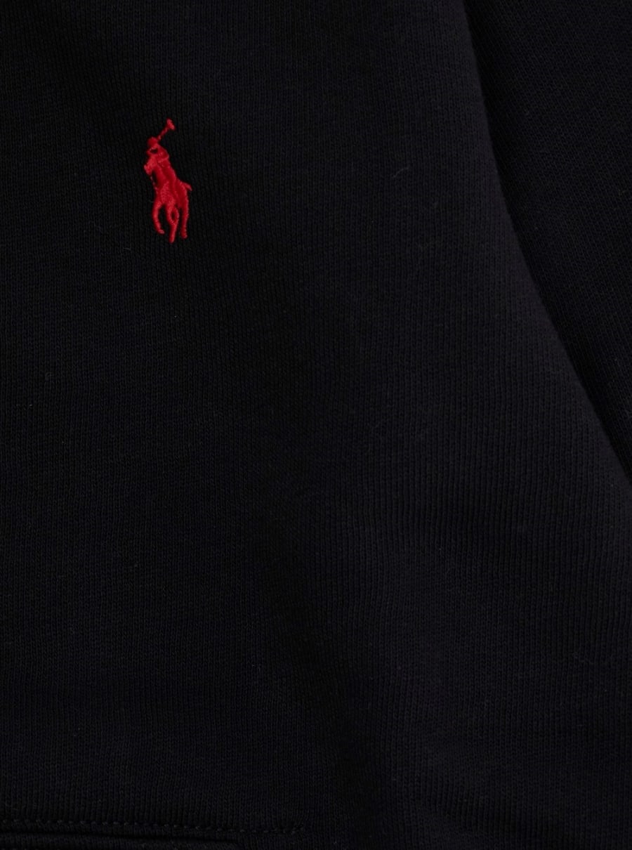 Polo ralph lauren kids Felpa con Cappuccio Fisso e Logo Pony sul Fronte in Cotone Nera Bambino, view 3