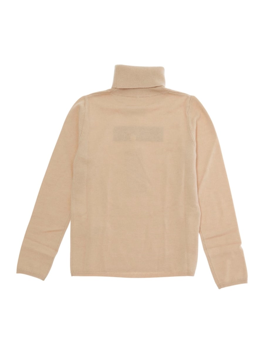 Mm6 maison margiela kids Maglione a collo alto con logo numerico sul fronte in misto lana beige bambino, view 2