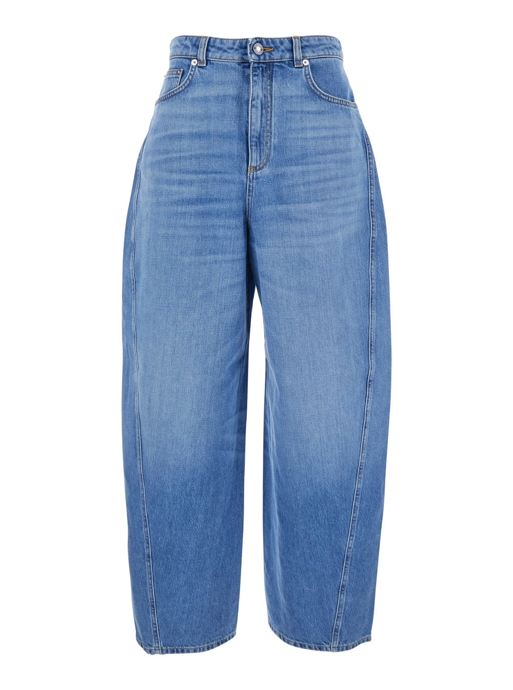 Givenchy Jeans con Gamba Ampia e Patch Logo sul Retro in Denim Blu Donna