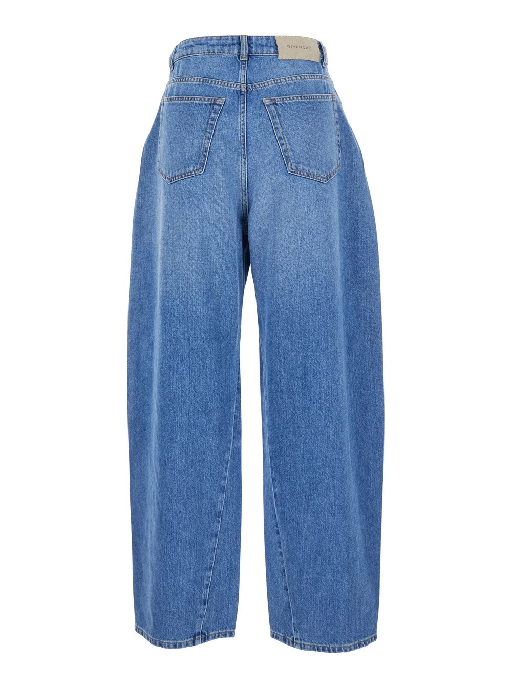 Givenchy Jeans con Gamba Ampia e Patch Logo sul Retro in Denim Blu Donna, view 2