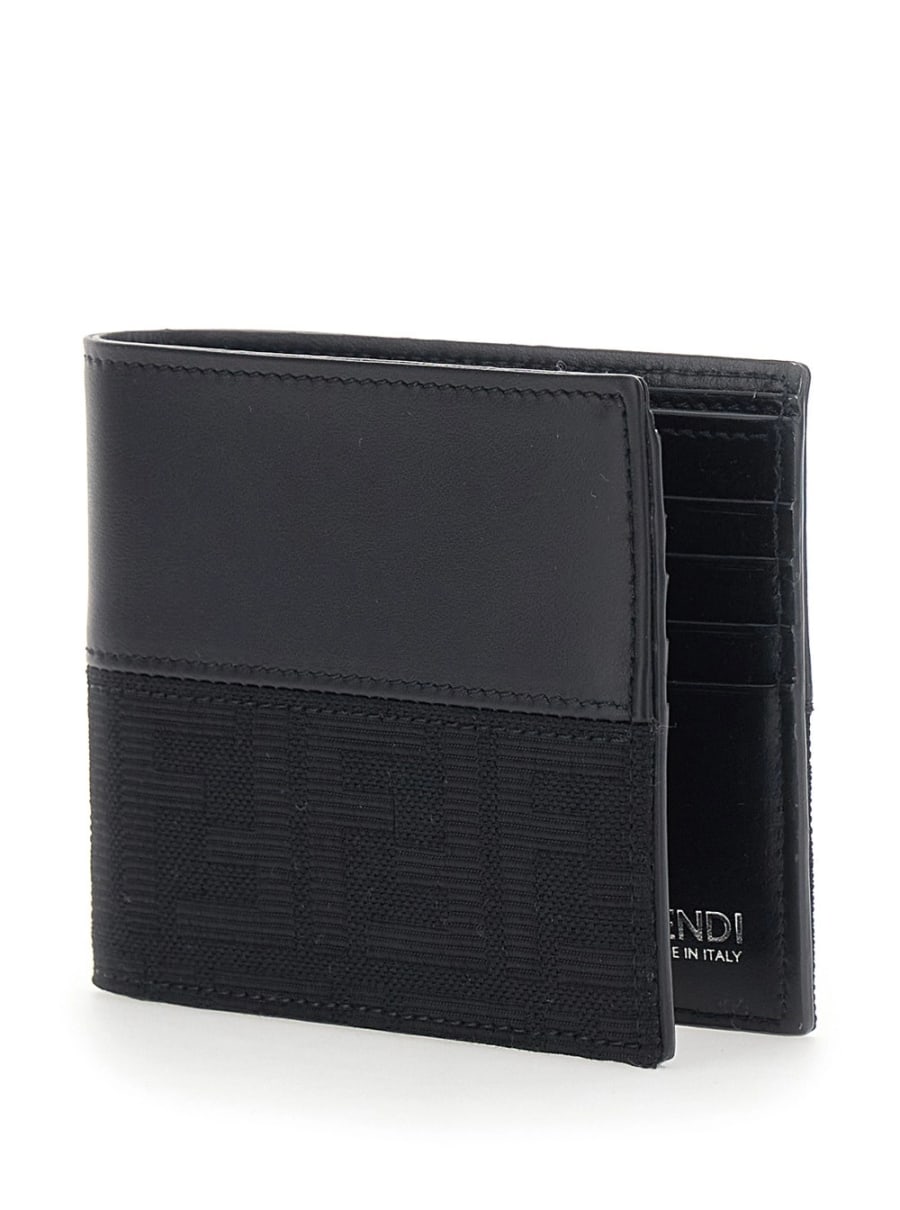 Fendi Portafoglio Bi-Fold con motivo FF in Pelle e tessuto Marrone scuro Uomo, view 2