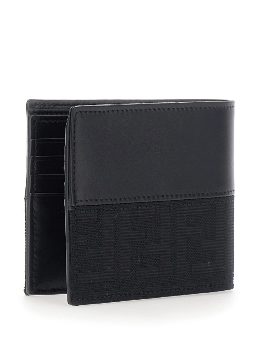 Fendi Portafoglio Bi-Fold con motivo FF in Pelle e tessuto Marrone scuro Uomo, view 3