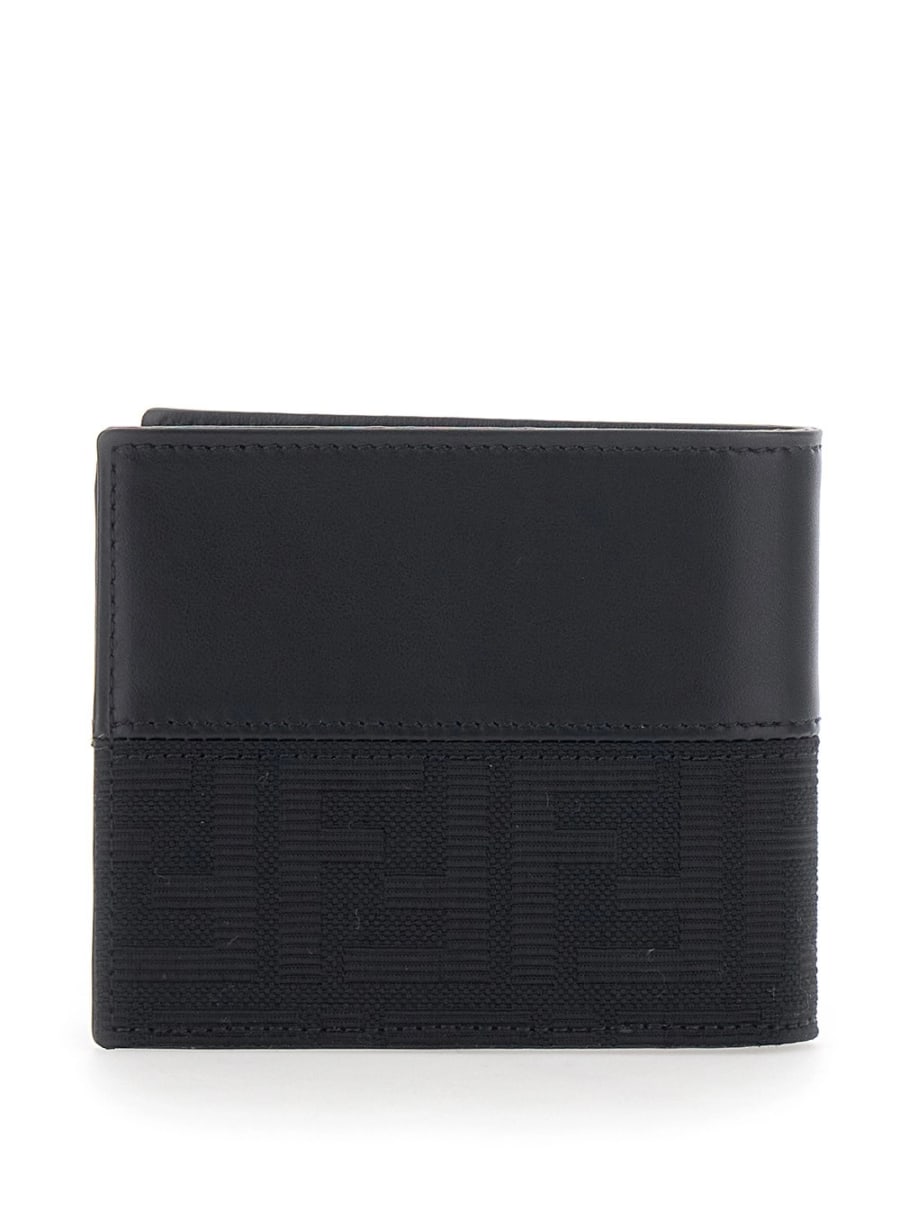 Fendi Portafoglio Bi-Fold con motivo FF in Pelle e tessuto Marrone scuro Uomo, view 4