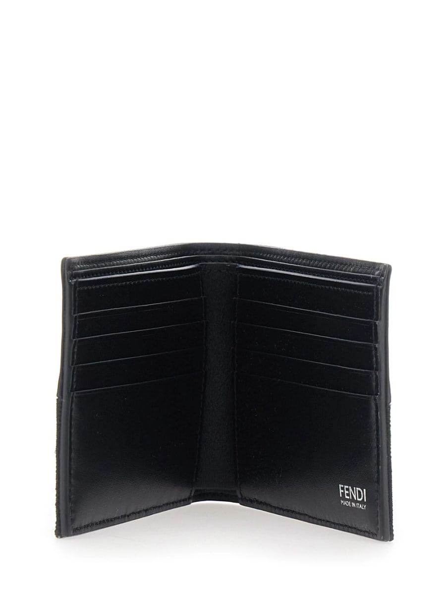 Fendi Portafoglio Bi-Fold con motivo FF in Pelle e tessuto Marrone scuro Uomo, view 5