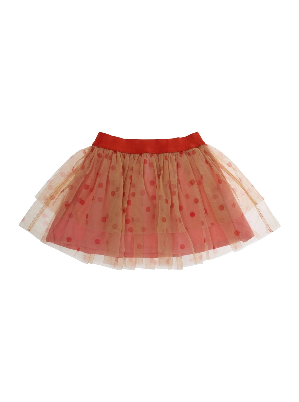 Mini rodini kids Gonna con Strato in Tutte e Motivo a Pois All-Over in Tessuto Tecnico Rosa Bambina