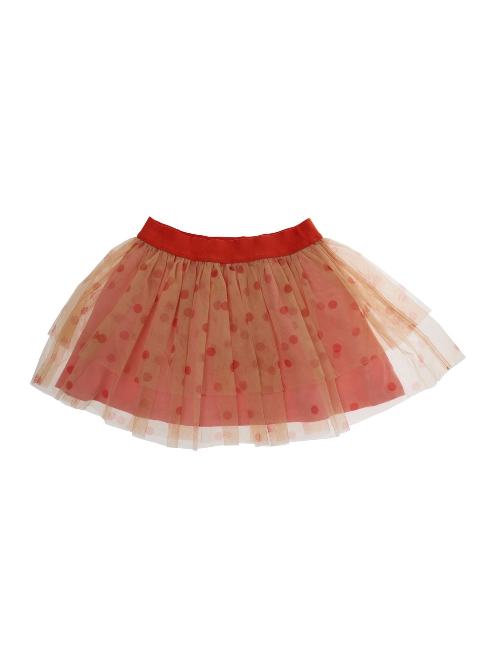 Mini rodini kids Gonna con Strato in Tutte e Motivo a Pois All-Over in Tessuto Tecnico Rosa Bambina, view 2