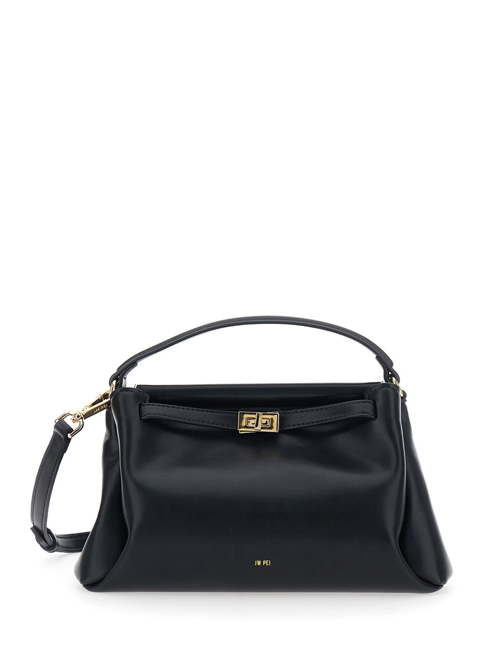 Jw pei Borsa a Mano 'Carmen' con Chiusura a Girello e Logo Lettering sul Fronte in Ecopelle Nera Donna