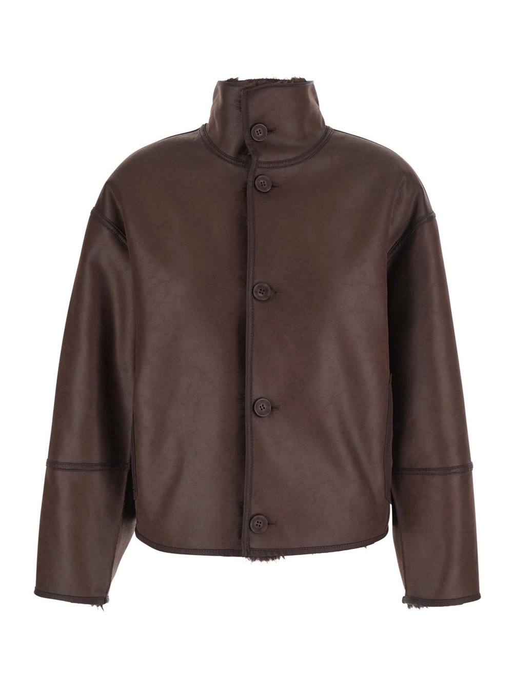 Urbancode Giubbotto pelliccia con design reversibile in eco-pelliccia marrone donna