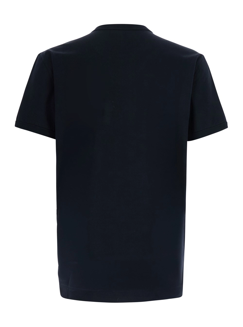 Dolce & Gabbana T-shirt girocollo con ricamo logo sul fronte in cotone blu uomo, view 2
