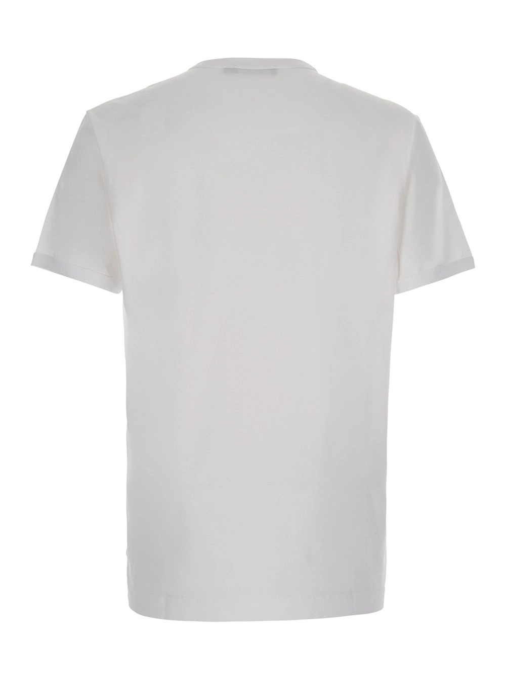 Dolce & Gabbana T-shirt girocollo con logo sul fronte in cotone bianca uomo, view 2