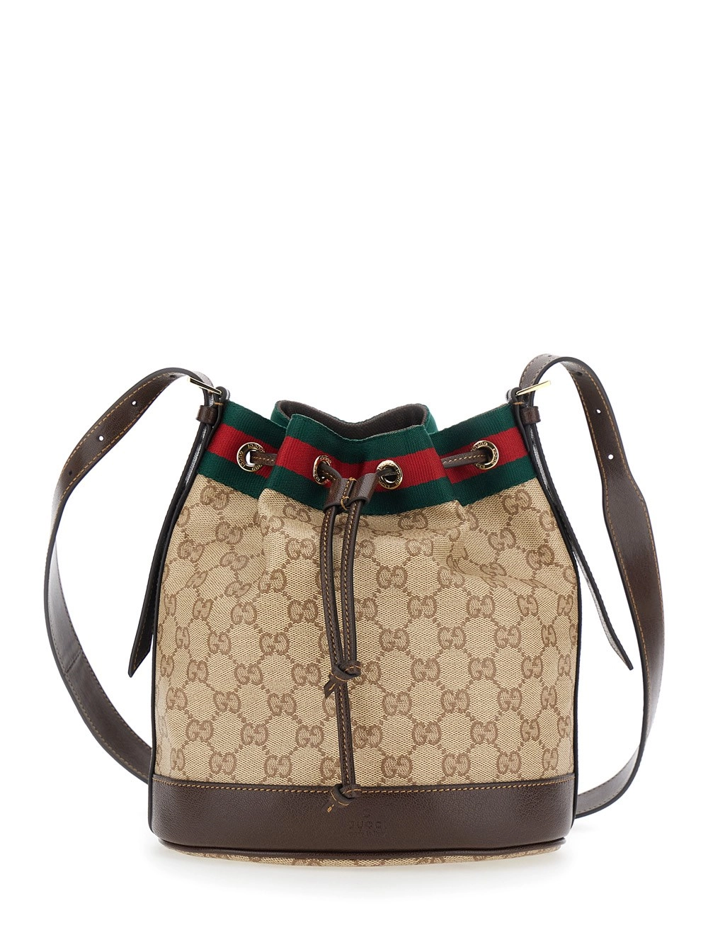 Gucci Borsa a Tracolla 'Venice' Mini con Natro Web e Chiusura a Coulisse in Tela GG Beige Donna