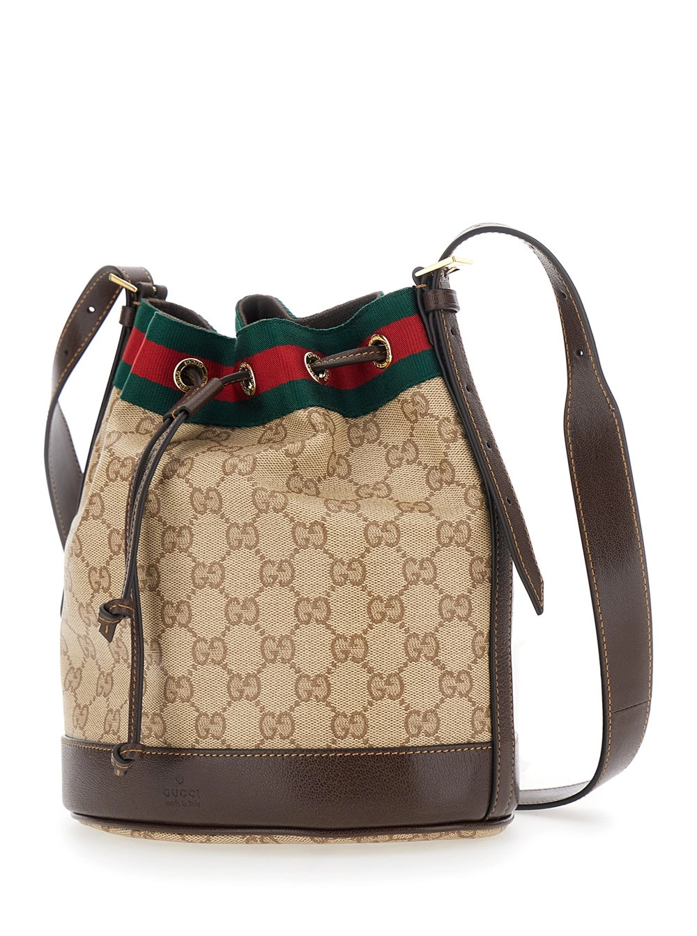 Gucci Borsa a Tracolla 'Venice' Mini con Natro Web e Chiusura a Coulisse in Tela GG Beige Donna, view 2