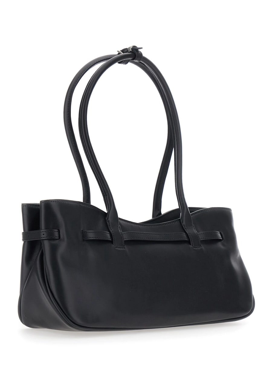 Margesherwood Borsa a spalla 'Grandma Used' con cinturino regolabile sul fronte in pelle nera donna, view 3