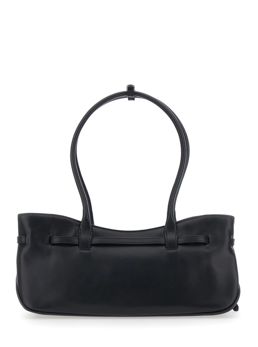 Margesherwood Borsa a spalla 'Grandma Used' con cinturino regolabile sul fronte in pelle nera donna, view 4