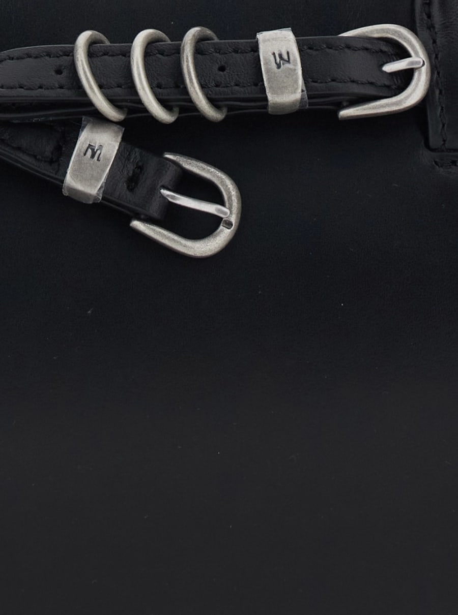 Margesherwood Borsa a spalla 'Grandma Used' con cinturino regolabile sul fronte in pelle nera donna, view 5