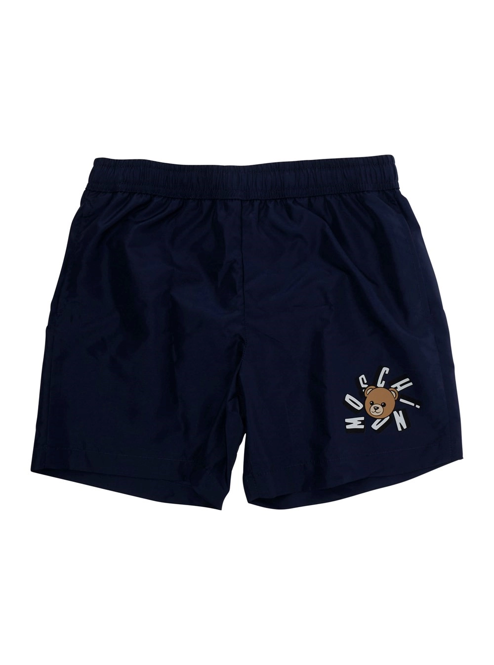 Moschino kids Costume da Bagno con vita elasticizzata e logo sul fronte in tessuto tecnico blu bambino