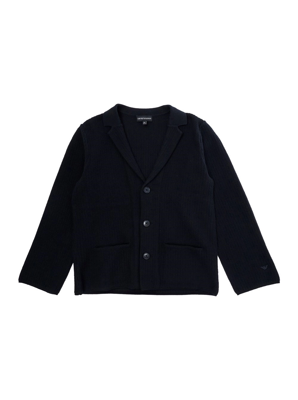 Emporio armani kids Giacca con Revers Classici e Tasche sul Fronte in Misto Cotone Stretch Blu Bambino