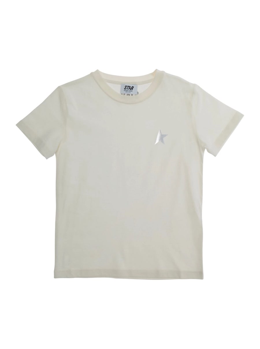 Golden goose kids T-Shirt Bianco con Stampa Metallica in Cotone bianca bambino