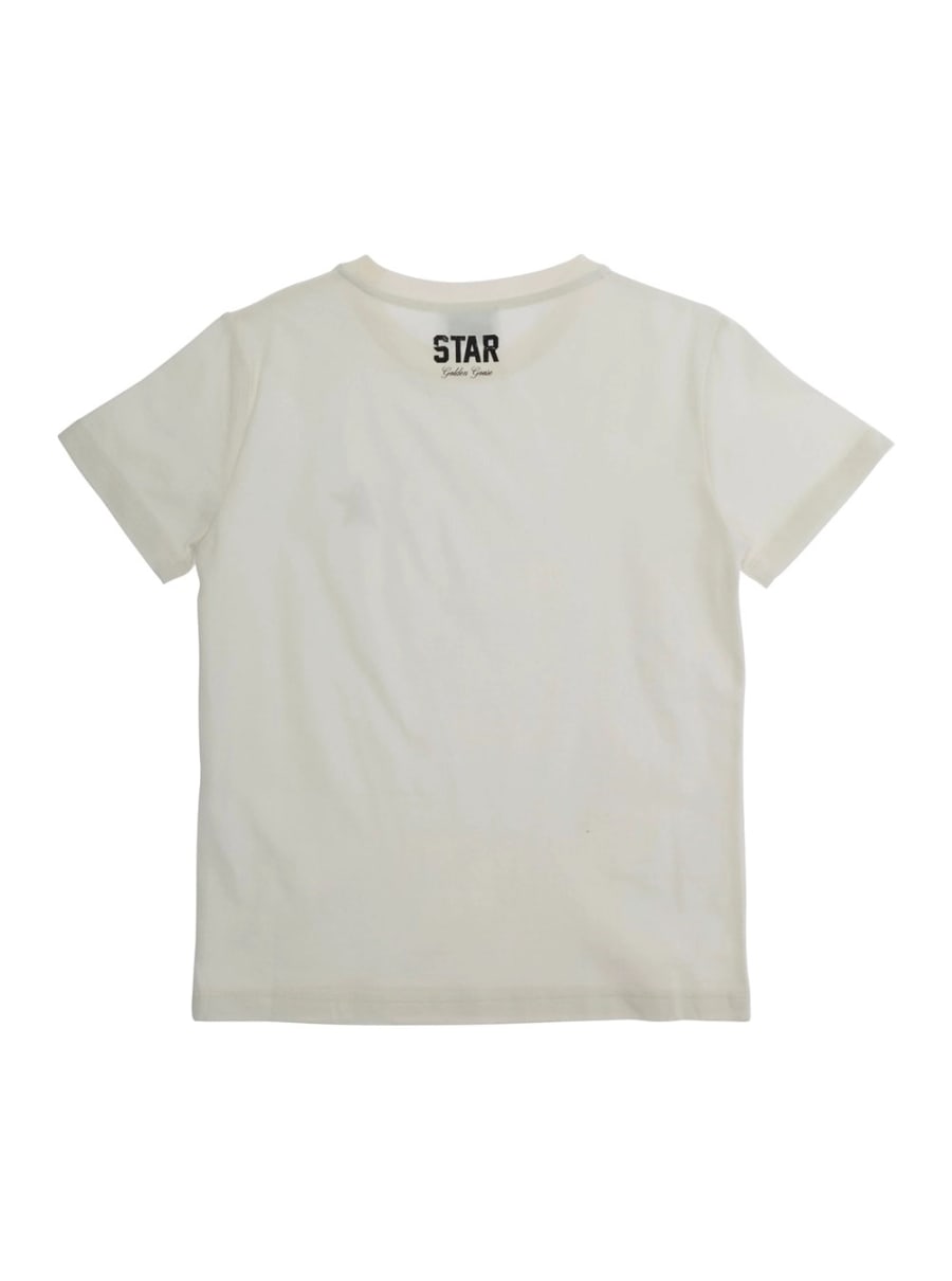 Golden goose kids T-Shirt Bianco con Stampa Metallica in Cotone bianca bambino, view 2