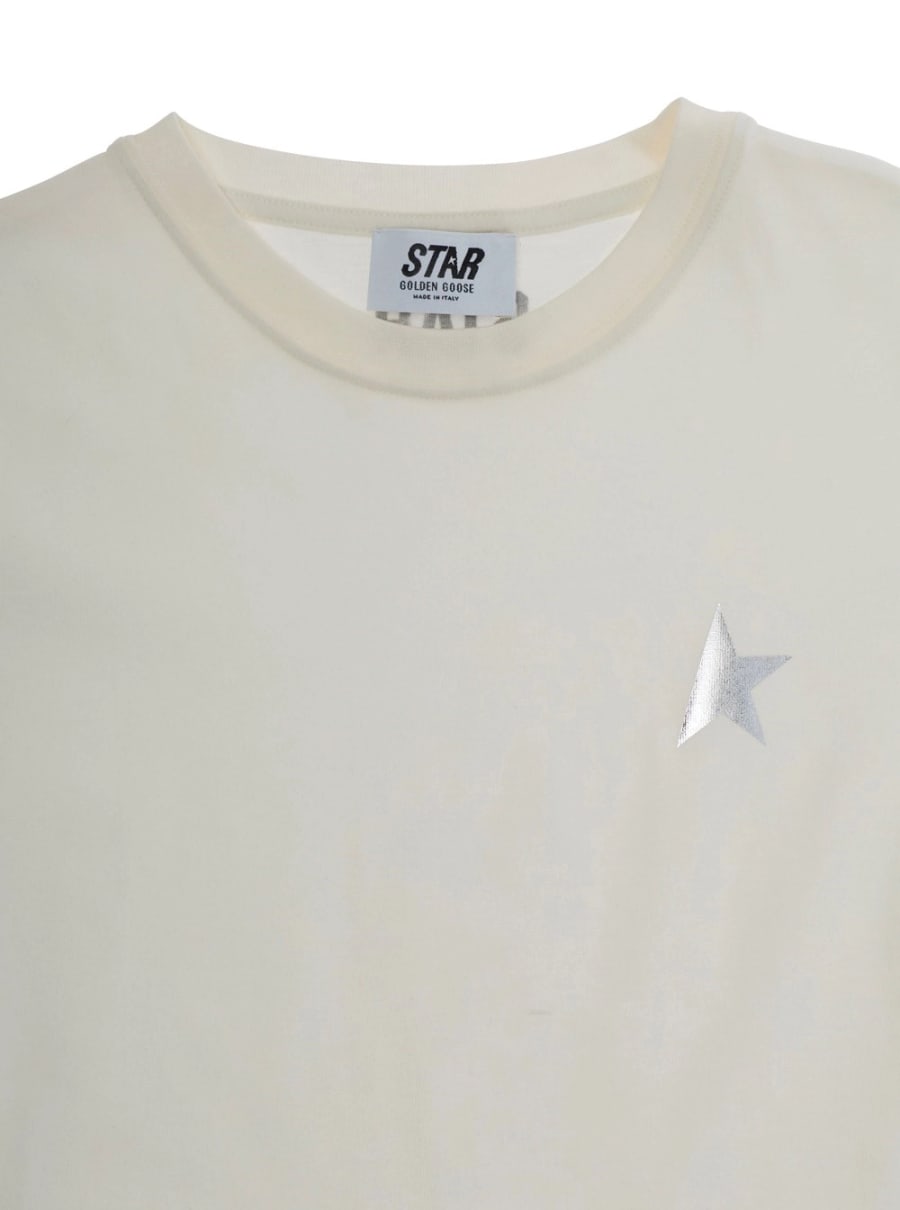 Golden goose kids T-Shirt Bianco con Stampa Metallica in Cotone bianca bambino, view 3