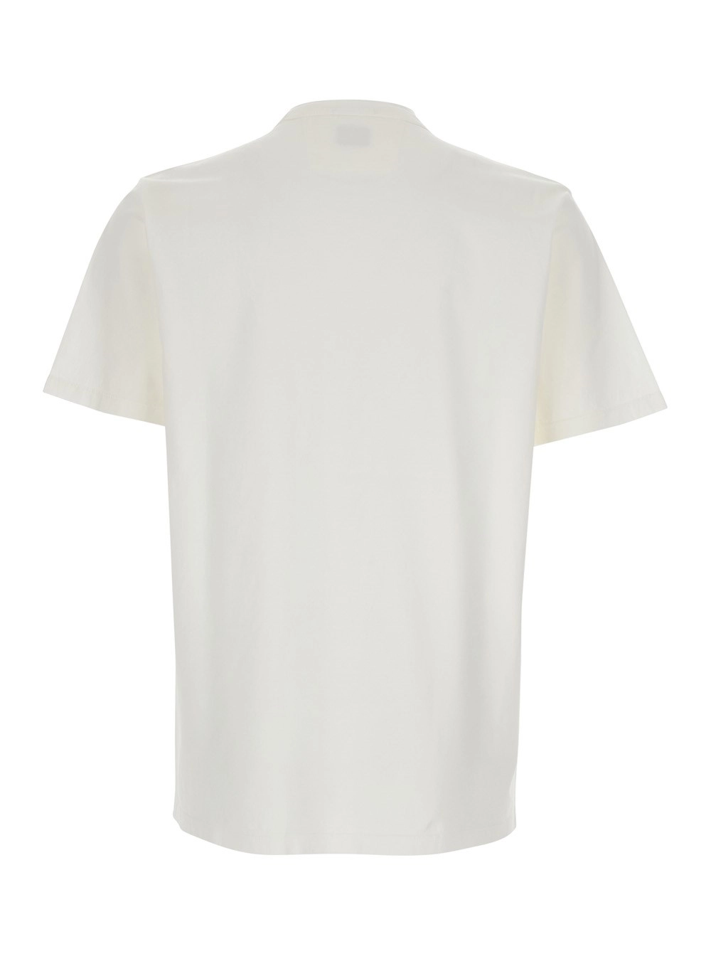 C.P. Company T-Shirt Girocollo con Logo Lettering sul Fronte in Cotone Bianca Uomo, view 2