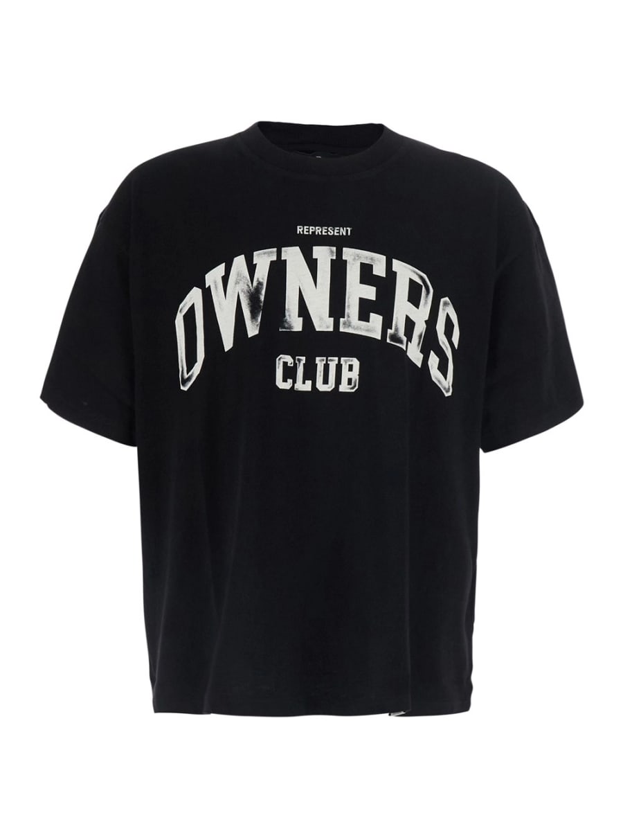Represent T-shirt girocollo con maxi stampa sul fronte in cotone nera uomo