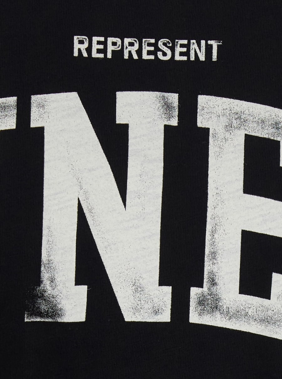 Represent T-shirt girocollo con maxi stampa sul fronte in cotone nera uomo, view 3
