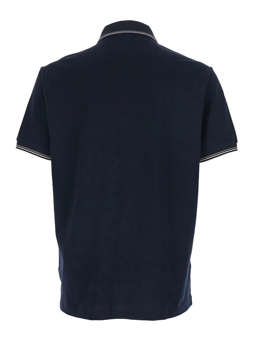 Emporio Armani Polo con Colletto Classico Bicolore e Ricamo Logo sul Fronte in Cotone Blu Uomo, view 2